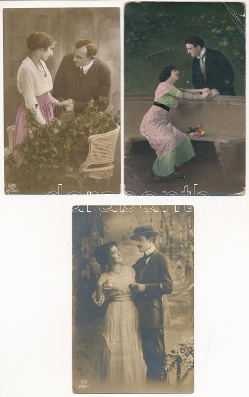 46 db RÉGI motívum képeslap: romantikus zsánerlapok / 46 pre-1945 motive postcards: romantic couples - Image 3