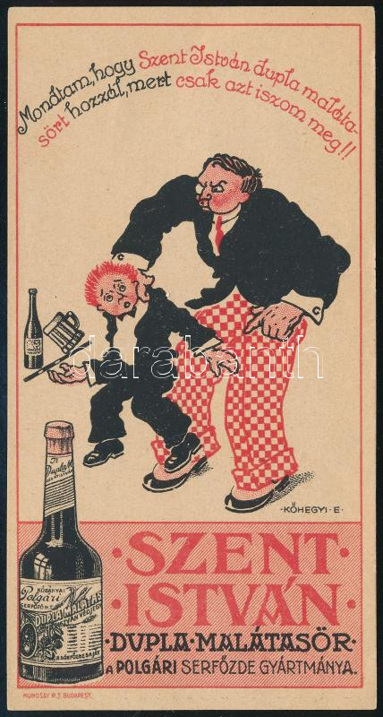 Szent István dupla malátasör (Kőhegyi grafikája) számolócédula