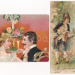 12 db RÉGI hosszú címzéses motívum képeslap: romantikus udvarlós / 12 pre-1910 motive postcards: romantic couples - Image 2