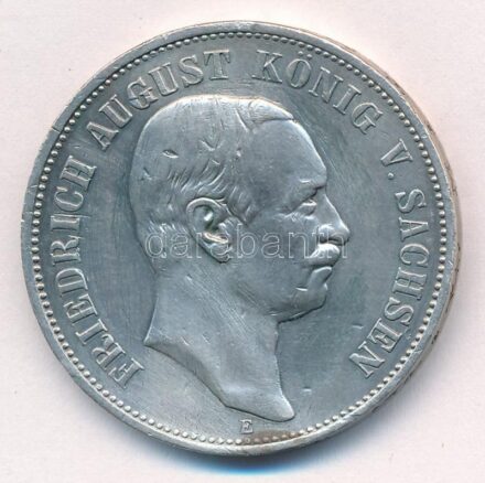 Német Birodalom / Szászország 1914E 5M Ag 'III. Frigyes Ágost' T:2,2- ph. German Empire / Saxony 1914E 5 Mark Ag 'Friedrich August III' C:XF,VF edge error Krause KM#1266