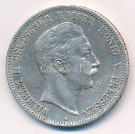 Német Birodalom / Poroszország 1907A 5M Ag 'II. Vilmos' T:2,2- German Empire / Prussia 1907A 5 Mark Ag 'Wilhelm II' C:XF,VF Krause KM#523