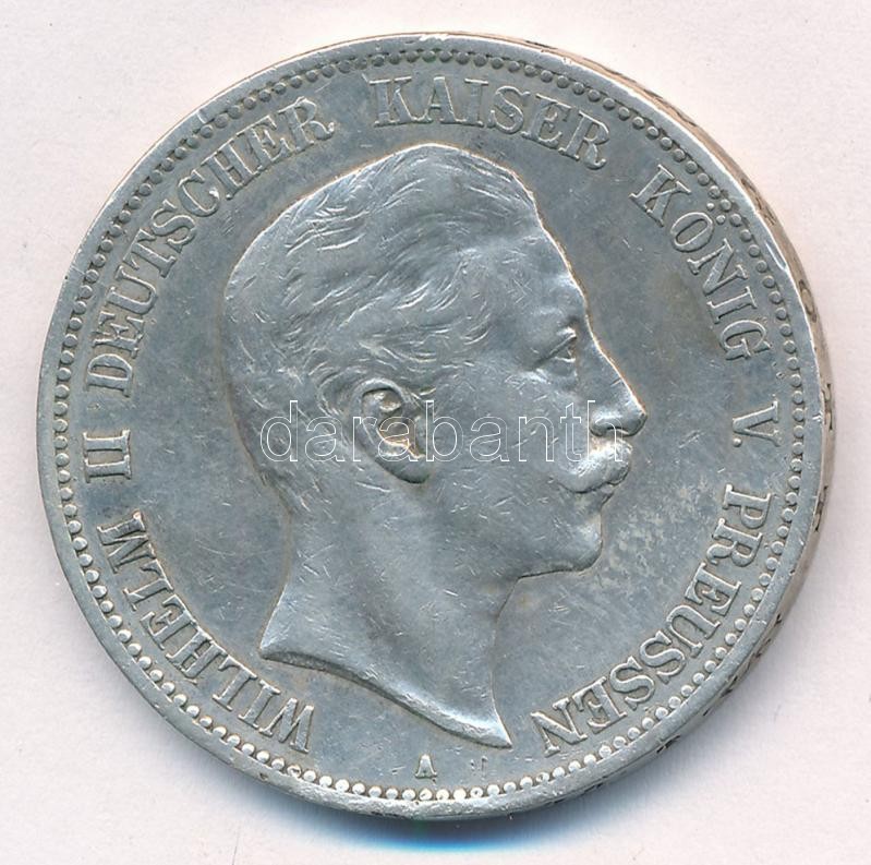 Német Birodalom / Poroszország 1907A 5M Ag 'II. Vilmos' T:2,2- German Empire / Prussia 1907A 5 Mark Ag 'Wilhelm II' C:XF,VF Krause KM#523