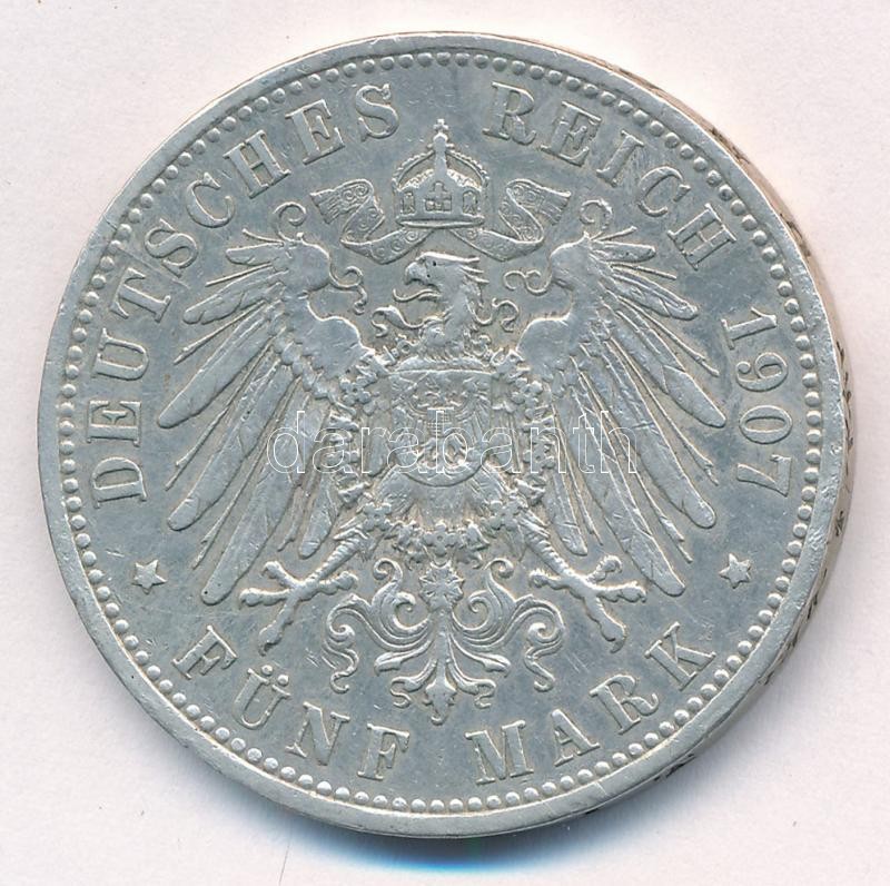 Német Birodalom / Poroszország 1907A 5M Ag 'II. Vilmos' T:2,2- German Empire / Prussia 1907A 5 Mark Ag 'Wilhelm II' C:XF,VF Krause KM#523 - Image 2
