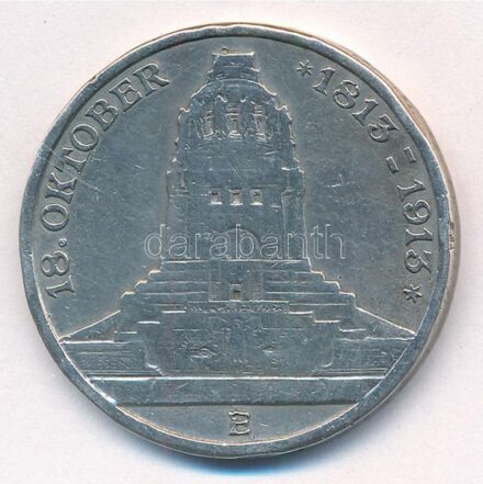 Német Államok / Szászország 1913E 3M Ag 'Lipcsei csata 100. évfordulója' T:2- German States / Saxony 1913E 3 Mark Ag 'Battle of Leipzig Centennial' C:VF Krause KM#1275