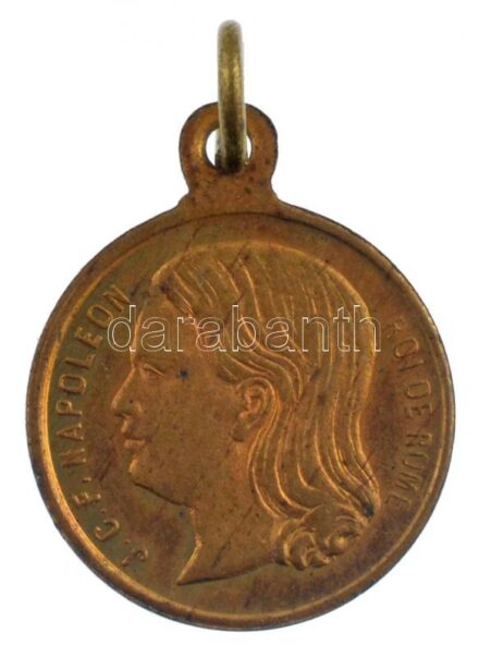Franciaország 1867. 'J. C. F. (Joseph Charles François) Napóleon, Róma királya' kétoldalas bronz emlékérem füllel (14mm) T:2 France 1867. 'J. C. F. Napoleon - Roi de Rome / Inauguration de la place du Roi de Rome 1867' two-sided bronze