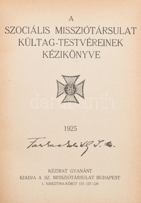 1925 A Szociális Misszió társulat kültag testvéreinek kézikönyve