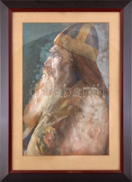 Benczúr Gy. jelzéssel: Portré. Akvarell, karton. Üvegezett fakeretben. 56x36,5 cm