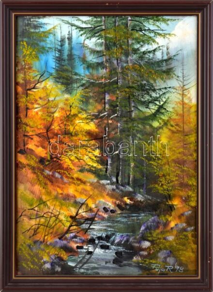 Puja Rezső (?- ): Őszi táj, 1998. Olaj, vászon, jelzett, fakeretben, 50x35,5 cm