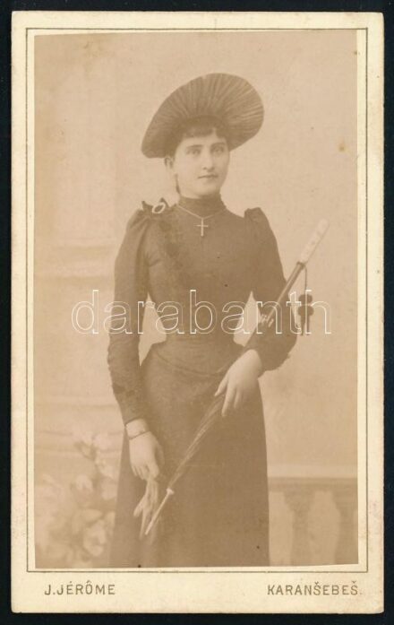 Karánsebes Jerome vizitkátya, hölgyet ábrázol cca 1880