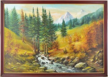 Puja Rezső (?- ): Táj. Olaj, vászon, jelzett, fakeretben, 70x100 cm KIZÁRÓLAG SZEMÉLYES ÁTVÉTEL, NEM POSTÁZZUK! / ONLY PERSONAL COLLECTION AT OUR OFFICE.