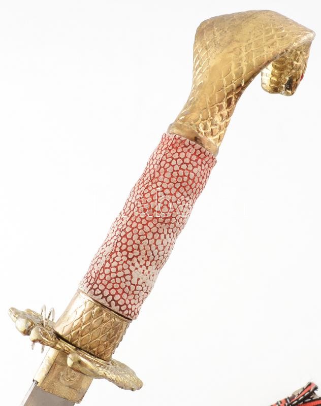 Katana gyűjtői másolat, réz kobrafejes markolattal, m: 59 cm. - Image 3