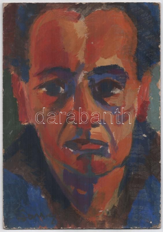 Sassy jelzéssel: Arckép. Olaj, karton. 33,5x23,5 cm.