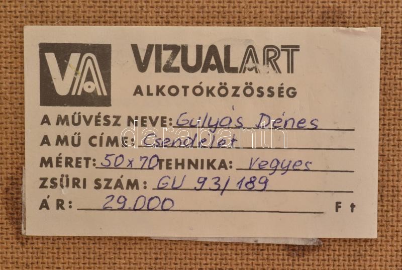 Gulyás Dénes (1927-2003): Virágcsendélet. Vegyes technika, farost, jelzett, 50×70 cm - Image 3