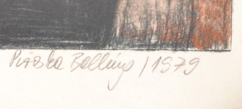Piroska Belling: Falusi jelenet. Litográfia, papír, jelzett. 38x54 cm - Image 2