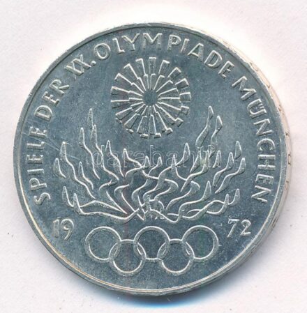Német Szövetségi Köztársaság 1972D 10M Ag 'Olimpia-München / Olimpiai Láng' T:1- Federal Republic Germany 1972D 10 Mark Ag 'Olympic Games Munich / Olympic Flame' C:AU Krause KM#135
