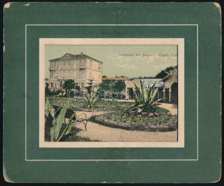 1912 Abbázia (Opatija), Dr. Hajós szanatóriuma, régi fotólap paszpartuban (kivehető), a paszpartu hátoldalán feliratozva, 14x9 cm