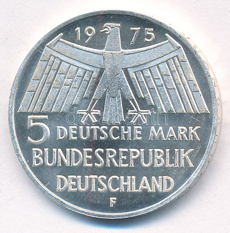 Német Szövetségi Köztársaság 1975F 5M Ag 'Európai műemlékvédelmi év' T:1,1- Federal Republic Germany 1975F 5 Mark Ag 'European Monument Protection Year' C:UNC,AU Krause KM#142 - Image 2