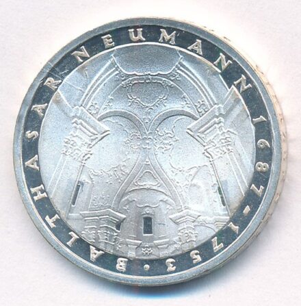 Német Szövetségi Köztársaság 1978F 5M Ag 'Baltazár Neumann halálának 225. évfordulója' T:1 (eredetileg PP) Federal Republic Germany 1978F 5 Mark Ag '225th Anniversary - Death of Balthasar Neumann' C:UNC (originally PP) Krause KM#148