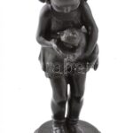 Bogatireva jelzéssel: Lány, macskával. Öntöttvas. 1957. 30 cm