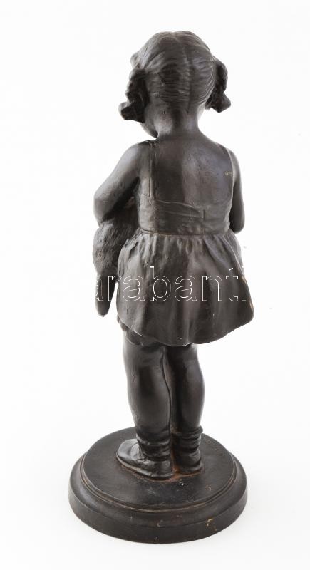 Bogatireva jelzéssel: Lány, macskával. Öntöttvas. 1957. 30 cm - Image 4