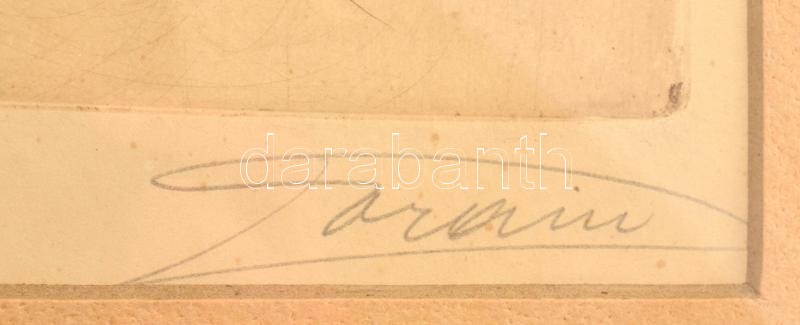 Jean-Louis Forain (1852-1931): Női akt tükör előtt, 1928. Rézkarc, papír, jelzett. Üvegezett fakeretben. 21,5x13,5 cm. - Image 2