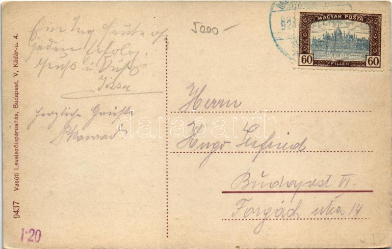 1921 Balatonszentgyörgy, vasútállomás. Vasúti levelezőlapárusítás 9437. (EK) - Image 2