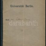 1912 Berlini Egyetem leckekönyve magyar személy részére