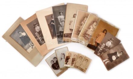 cca 1880-1900 15 db gyerek vizitkártya és kabinetfotó