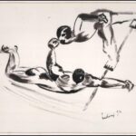 Ladányi jelzéssel: Cirkuszi artisták. Tus, papír. Paszpartuban. 20,5x29 cm - Image 2