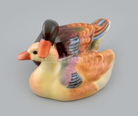 Herendi porcelán kacsapár, kézzel festett, jelzett, hibátlan m: 7×8×11,5 cm