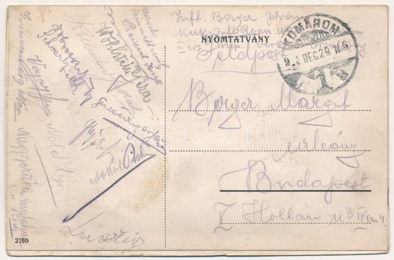 1914 Komárom, Komárnó; Új várkapu. Leporello belül vasútállomással, kikötővel / new castle gate. Leporello with railway station and ports - Image 2