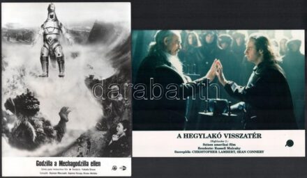 cca 1980-1990 5 db filmes vitrinfotó (A hegylakó visszatér, Végtelen történet, Godzilla a Mechagodzilla ellen, A nyolc szamuráj legendája), az egyiken kisebb szakadással, 24x18 cm