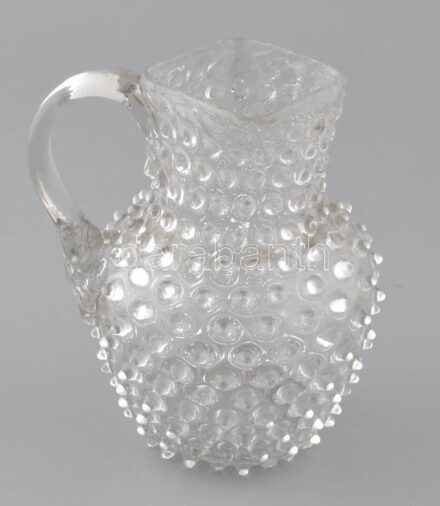 Régi bütykös kancsó, szakított, kopásnyomokkal, m: 18,5 cm