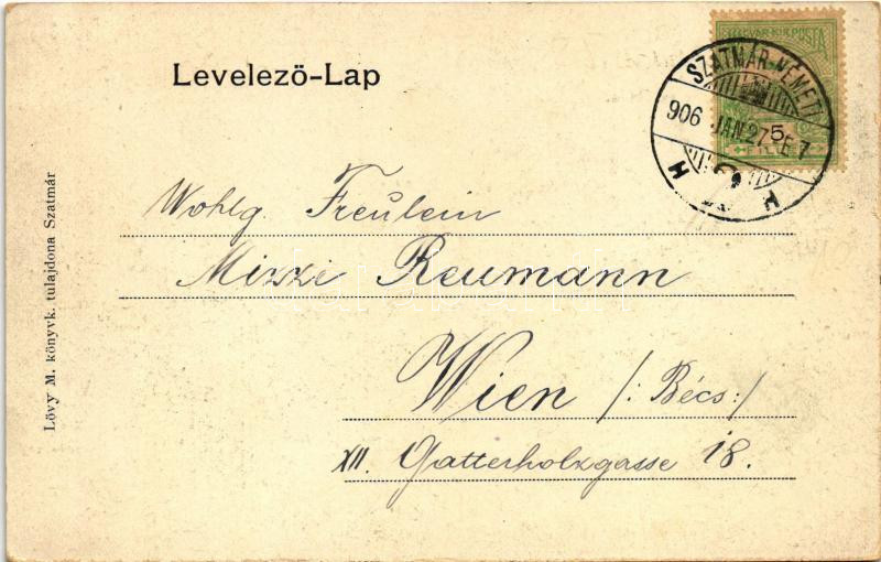 1906 Szatmárnémeti, Satu Mare; Pannonia szálloda, Halász Mór és Roth üzlete. Lövy M. kiadása / hotel, shops - Image 2