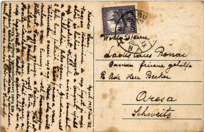 1921 Taracköz, Teresva; vasútállomás. Vasúti levelezőlapárusítás / railway station (Rb) - Image 2