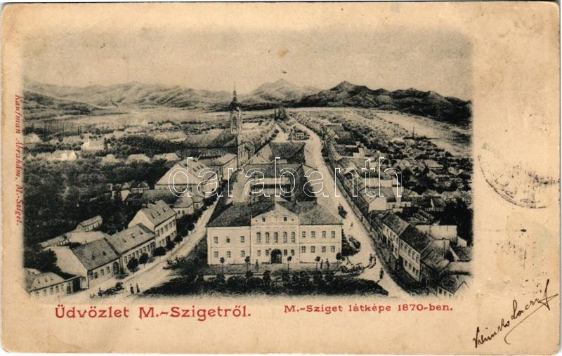 1901 Máramarossziget, Sighetu Marmatiei; látkép 1870-ben. Kaufman Ábrahám kiadása / in 1870 (EK)