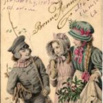 Bonne Année / New Year greeting art postcard. M. Munk Vienne Nr. 203. (ázott sarok / wet corner)