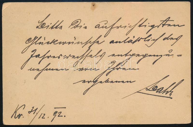 1914 Boldog Újévet / New Year greeting art postcard with child on a pig-drawn sled (b) - Image 2