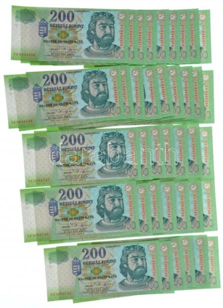 2006. 200Ft (38x) tömbökben sorszámkövetők, egyugrásos sorszámkövetők: 'FA 3395732 - FA 3395737', 'FA 3395739', 'FA 3395741 - FA 3395747', 'FA 3395749 - FA 3395754', 'FA 6442449', 'FA 6442451 - FA 6442459', 'FA 64424770 - FA 6442477' T:I /