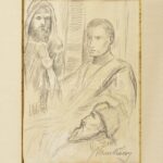 Munkácsy jelzéssel: Jelenet. Ceruza, papír. Paszpartuban. 33x24 cm