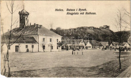 1916 Halych, Halicz, Halics (Galicia, Galizien); Ratusz i Rynek / Ringplatz mit Rathaus / square and town hall + 'Von der Armee im Felde' (EM)