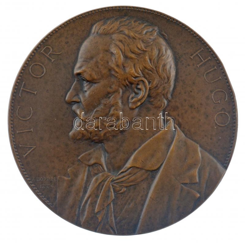 Franciaország 1884. 'Victor Hugo / Né a Besancon (doubs) le 26 Février 1802' kétoldalas bronz emlékérem, peremén jelezve. Szign.: A. Borrel (69mm) T:2 ph. / France 1884. 'Victor Hugo / Né a Besancon (doubs) le 26 Février 1802' double-sided
