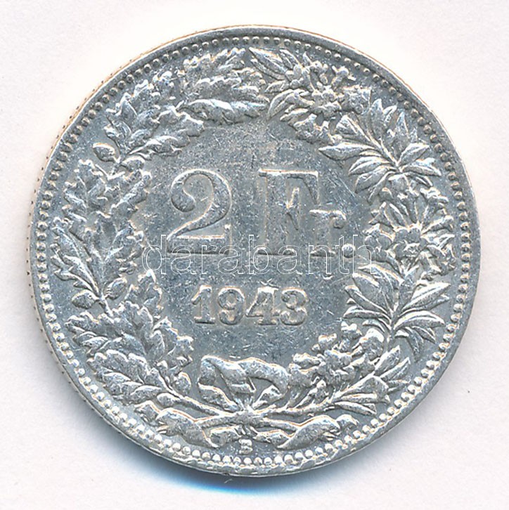 Svájc 1943. 2Fr Ag T:2 Switzerland 1943. 2 Francs Ag C:XF Krause KM#21