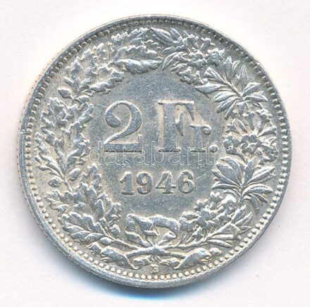 Svájc 1946. 2Fr Ag T:2 Switzerland 1946. 2 Francs Ag C:XF Krause KM#21