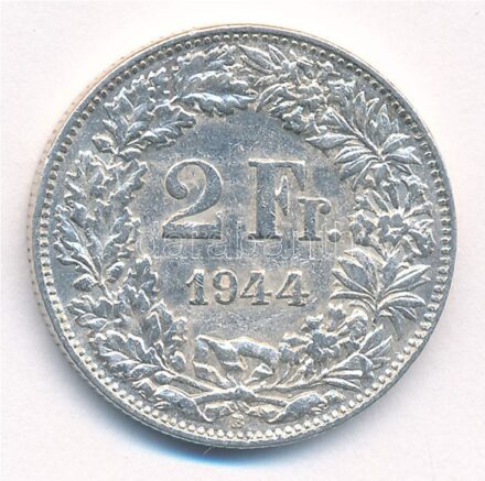 Svájc 1944. 2Fr Ag T:2,2- Switzerland 1944. 2 Francs Ag C:XF,VF Krause KM#21
