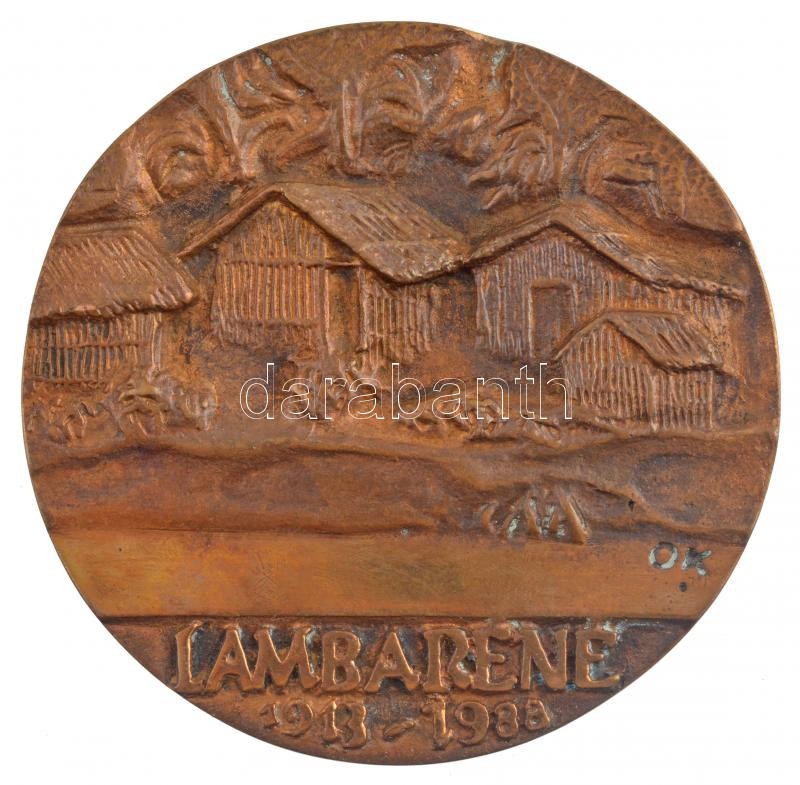 Ócsai Károly (1938-2011) DN 'Dr. Albert Schweitzer / Lambréné 1913-1988' kétoldalas, öntött bronz plakett (81mm) T:1-,2 - Image 2