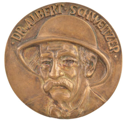 Ócsai Károly (1938-2011) DN 'Dr. Albert Schweitzer / Lambréné 1913-1988' kétoldalas, öntött bronz plakett (81mm) T:1-,2
