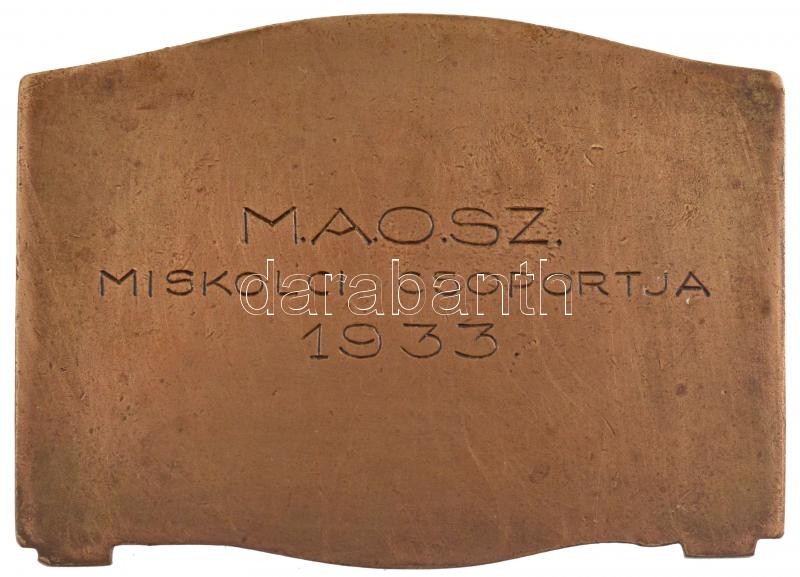 1933. 'MAOSZ Miskolci Csoportja 1933. / I. díj' bronz díjplakett (45mm) T:2 - Image 2