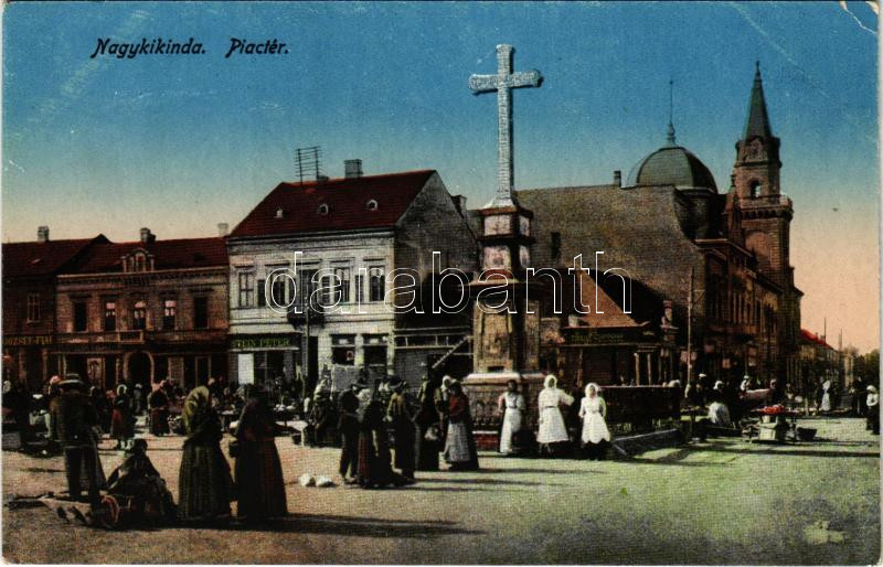 Nagykikinda, Kikinda; Piac tér, Turul Cipőgyár, Stein Péter üzlete / market, shops (EK)