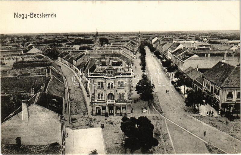 Nagybecskerek, Zrenjanin, Veliki Beckerek; Fő tér, utca, Kelemen M. és Tolveth Károly üzlete. Almásy és Szepessy kiadása / main street, shops